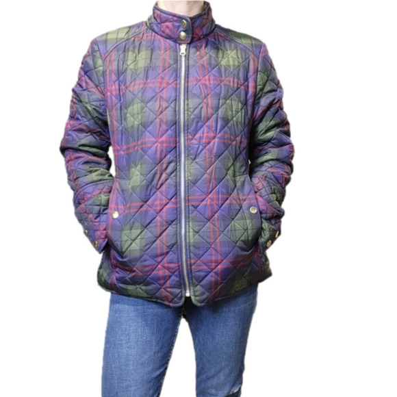 Jacket Plaid Green Navy red  cokors zipper FADED GLORY NWOT - Picture 1 of 12